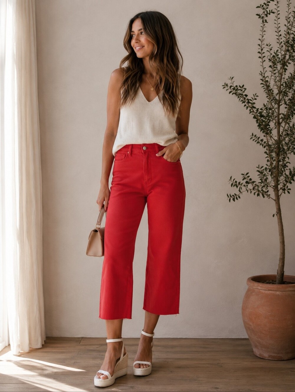 Judy Blue HR Tummy Control Wide Leg Cropped Jeans Garment Dyed Red 11/30 NEW